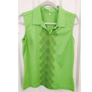 Nike Dry Fit Golf Polo Sleeveless Tank Green Argyle Medium